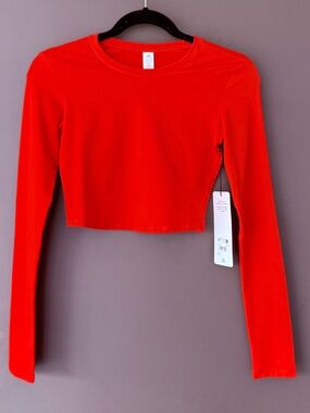NWT Alo Yoga Alosoft Crop Finesse Long Sleeve Red XXS